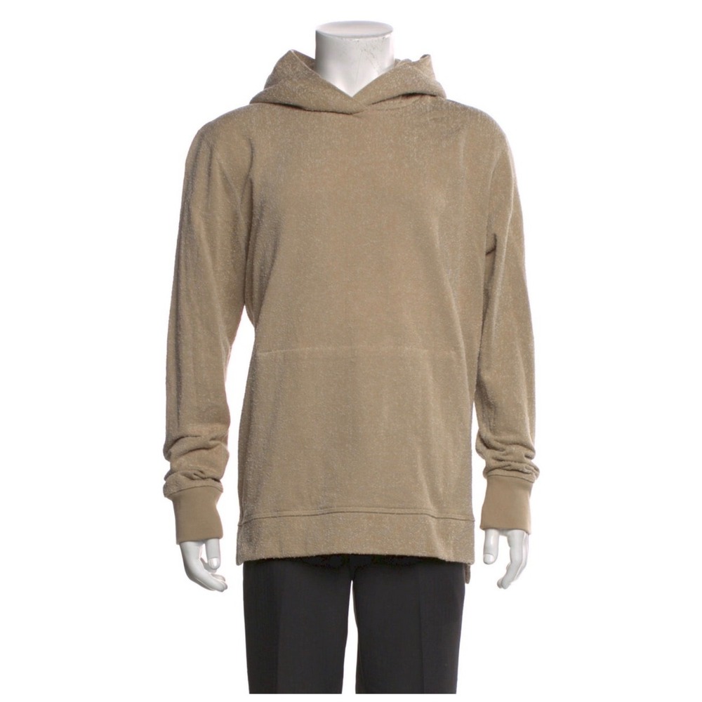 John Elliott Tan Boucle Cotton Side Zip Villain Hoodie Mens XL Size 4 USA‎